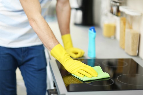 Curtain cleaning process for a living room in Brent with careful fabric care